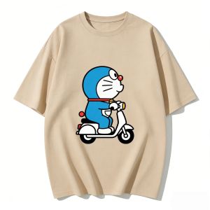 52TOYS | 2026 Summer Doraemons Cartoon Printed Short Sleeve Pure Cotton T-shirt Couple Tees Classic Casual Family Matching Outfits Tops