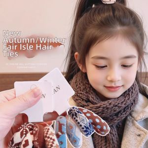 Vintage Fair Isle Style High Elastic Thick Durable Hair Tie
