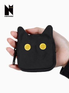 NOXXON Cute Mini Cat Cartoon Keychain Storage Bag Coin Purse and Earphone Case Polyester Material in Solid Color