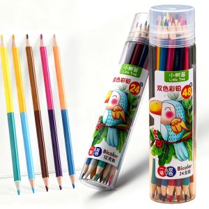 12pcs/24pcs Double-end Colored Pencil Set 24Colors/48colors Wood Pencil for Art Coloring Sketching Essential for Art Students