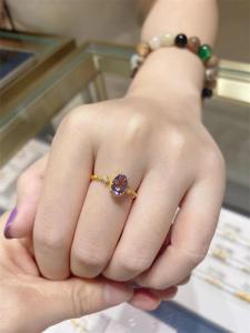 Retro Chinese Style Vine Purple Ring for Women Embedded with Zircon in 24K Gold  Design Fashionable Jewelry Index Finger