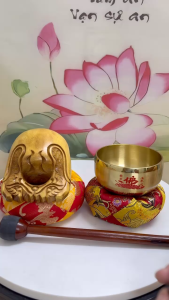 [HÀNG ĐẸP] Chuông Viền Chữ Phật Mõ Mít Mộc Vàng Tâm- Pháp Khí Tụng Kinh