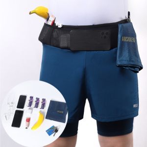 Men Outdoor Marathon Running Exercise Shorts Quick-Drying Breathable Fake Two-Piece Loose Workout Pants Multifunctional Pocket