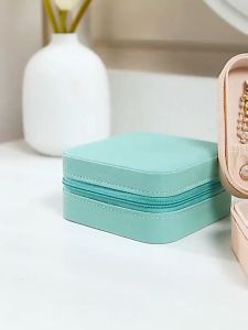PORTABLE TRAVEL MINI JEWELRY ORGANIZER CASE STORAGE BOX WITH ZIPPER FOR EARRING NECKLACE RING BRACELET
