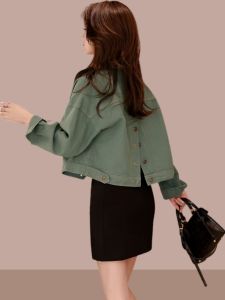Retro Denim Jacket Womens Fashionable Versatile Design Spring Autumn Short Coat Button Detail Commute Style Pear Body Type