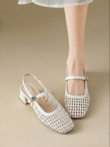 Agsdon | Chunky Heel Buckled Mary Jane Breathable Slippers