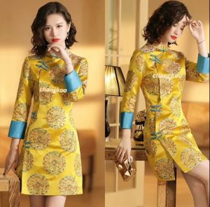 ชุดกี่เพ้า ชุดตรุษจีน ชุดเพื่อนเจ้าสาว ชุดงานดีมั่งคั่ง เรียบหรู สวยงาม 2024 พร้อมส่งในไทย - Dress