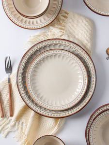 American Vintage Bowl Dish Set: Discover Creative Rice Bowl Flat Plate & European Ceramic Western Plate Tableware