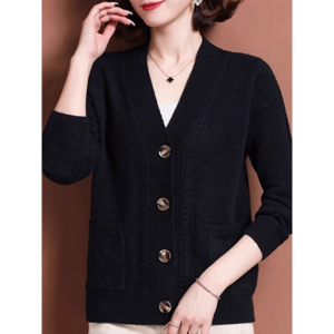 Ladies Knitted Woolen Open Cardigan Short Loose Fit Solid Color Spring Autumn New Style Outerwear Sweater Coat Korean Style