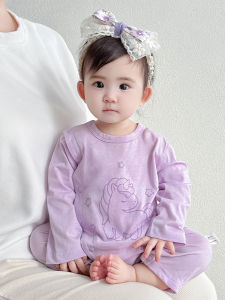 Spring Autumn Double Layer Printed Sleepwear Baby Romper Thin Home Clothes No Bone Summer NewbornOUR-FIVE Cartoon Style Cotton