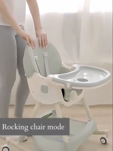 High Chair for Baby Foldable Dining feeding Adjustable baby High Chair with Four Wheels