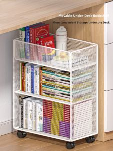 Portable Floor Bookshelf Easy-To-Use Kitchen Cleaning Tools Set next to Desk Student Simple Design Book Storage Shelf