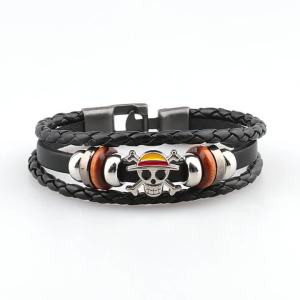 Bandai | .Cosplay accessories One Piece woven Bracelet Luffy Cosplay Accessories Straw Hat Pirate multilayer buckle ring birthday gift.