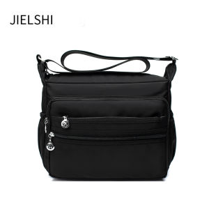 Jielshi กระเป๋าผู้หญิงผ้าไนลอนแบบใหม่กระเป๋าสะพายข้างแบบลำลองกระเป๋าสะพายไหล่ผ้าอ๊อกฟอร์ดกันน้ำกันน้ำกระเป๋าใบใหญ่สะพายข้างแบบหลายช่อง