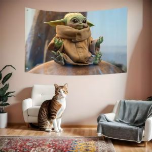 Star Wars | S-star w-Wars Grogu flag Durable Outdoor Indoor Patio Festive Decoration Classic Design Pole Wall Room Banner