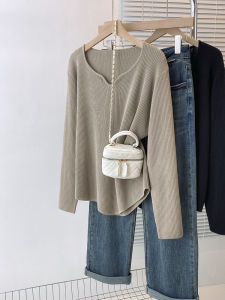 plus Size Womens V-Neck Waterdrop Knitwear Loose Slimming Autumn Winter Sweater Casual High Waist Asymmetrical Polyester Blend