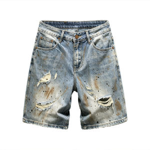 LIANSENNIAO | Edgy Casual Wide Leg Splash Ink Five-pocket Shorts
