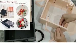 Flower Box Square - Kotak Kado Lipat - Kotak Kerajinan Bunga GB002