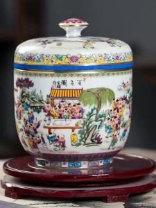 Hand-Painted Colored Glaze Childrens Theme Tea Caddy 250g