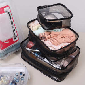 กระเป๋าเข้าห้องน้ำฝักบัวกันน้ำกล่องใสถุงซิปอุปกรณ์ประหยัดพื้นที่ในบ้านของตั้งโต๊ะขนาดเล็ก