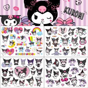 ZEEMIN Halloween Christmas Kuromi 2pcs Random Sanrio Tattoo Stickers Waterproof Cartoon kawaii Anime Temporary Tattoo Sticker Kids Girls Birthday Gift Toy