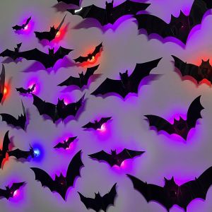 Đèn Ngủ 3D Hình Dơi/ Nhện Halloween Màu Tím/xanh Lá Cây Dán Tường Tự Dính Dùng Trang Trí Tiệc Chất Liệu Nhựa Thân Thiện Với Môi Trường