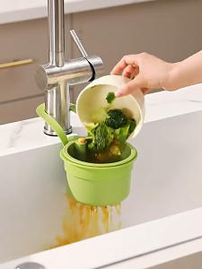 CHOVY Detachable Sink Hanging Strainer Basket Creative Openable Bottom Cover Kitchen Garbage Filter Faucet Sponge Holder Multifunctional Fruit Clean Filter Rack Home Storage