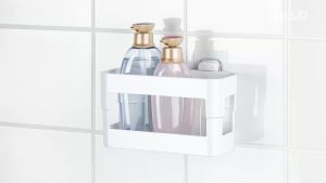 DeHUB Vacuum Pad ที่ใส่ของ กล่องใส่ของ ที่วางแชมพู ชั้นวางของและที่แขวนในห้องน้ำ ห้องครัว ไม่ต้องเจาะผนัง แผ่นกาวสูญญากาศ(Vacuum Pad Bottle Shelf 250)