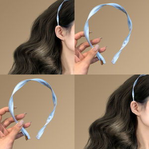 Korean Style Blue Ribbon Spiral Hairband Womens New 2025 Pressed Hair Headband Comfortable Non-Tightening Hair Accessories