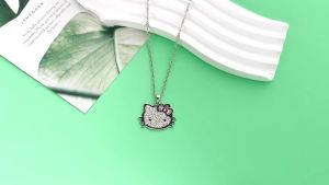 Bandai | Hello Kitty Vòng Cổ Kim Cương Giả Quyến Rũ Thời Trang Mèo Hoạt Hình Xương Đòn Dây Chuyền Mặt Dây Chuyền Quà Tặng Cho Những Người Bạn Thân Nhất Bé Gái Phụ Kiện