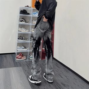 กางเกงยีนส์ทรงตรงชายสไตล์อเมริกัน ทรงสลิมฟิต ทรงขากระบอกเล็ก ทรงหลวม ทรงหลวม กางเกงยีนส์ทรงตรงสำหรับผู้ชาย