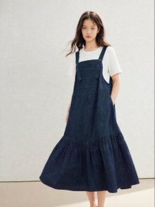 INMAN | Layered Denim Bib Dress