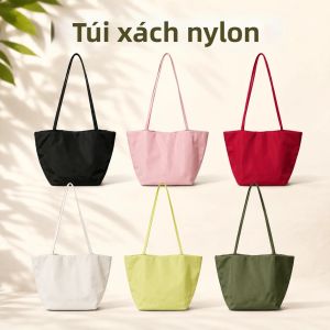Túi Tote Nylon Mềm Mại Kiểu Dáng Rộng Rãi Túi Đeo Vai Mềm Mại Túi Xách Tay Nhẹ Nhàng Dành Cho Nữ Túi Mua Sắm Đi Làm Hình Vuông