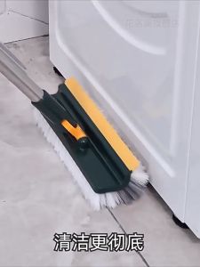 4 in 1 Cleaning Scrub Brush Grout Brush Scrapee 3 Poles Floor Scrub Brush with Long Handle V-Shape Stiff Bristle Floor Cleaning Brush Scrubber Window Gap Brush with Squeegee 180° Rotate Magic Broom Brush for Cleaning Bathroom Glass Tile Patio Kitchen