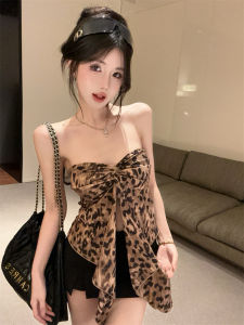 GUZILIAN | Áo ba lỗ hở lưng họa tiết da báo gợi cảm mùa hè Áo ba lỗ nữ dáng ôm vừa vặn chất liệu khác mặc trong và ngoài