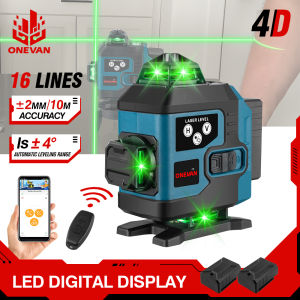 （free gift）16 Lines 4D Laser Level With 3 Battery Self-Leveling 360 Horizontal And Vertical Cross Super Powerful Green Laser Level