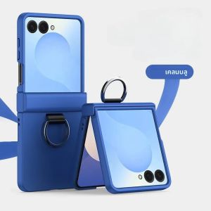ผิวรู้สึก Hard เคสโทรศัพท์สําหรับ Samsung Galaxy Z Flip 7 FE 6 5 4 3 ZFlip7 พร้อมแหวนบานพับฝาครอบป้องกัน