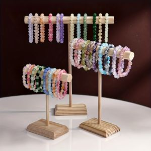 1pc Wooden Bead Storage Rack - T-Shaped Display Stand for Bracelets Necklaces Hair Accessories and Beads Multi-Functional Det