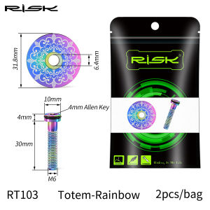 Risk | Risk Bicycle Stem Cap Kit Titanium Alloy Bike Headset Top Cover Semi-hollowed M6*30 Bolt for 28.6mm Front Fork Cycling Parts