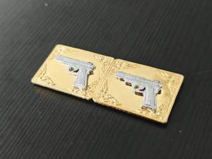 เหรียญแม่นปืนทอง ปืนสั้นคู่ ปืนยาว/ปืนสั้น แบบแม่เหล็ก แบบหมุดเกลียว