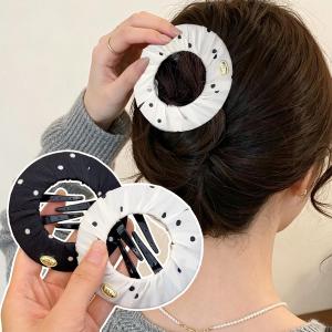 Cute Hair Claws Clips / Flat Round Gripper Clip / Fashion Polka Dots Hairpins / Women Girls Headdress Accessories