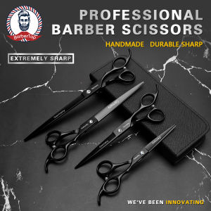 BarberTop Ready Stock Black 6/7/8/9 Inch Hairdressing Scissor Germany Imported High-Quality Salon Flat Cuts