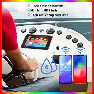 Máy Nghe Nhạc Đa Phương Tiện 8 Inch Chống Nước Tích Hợp Bluetooth CarPlay Android Auto Dành Cho Thuyền ATV UTV Xe Golf Hỗ Trợ FM AM AUX
