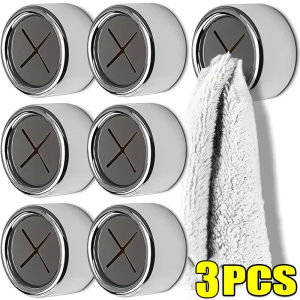 3Pcs Towel Plug Holder Round Wall Mounted Towel Hanger Bathroom Self-adhesive Towel Hooks Kitchen Dishcloth Storage Clips