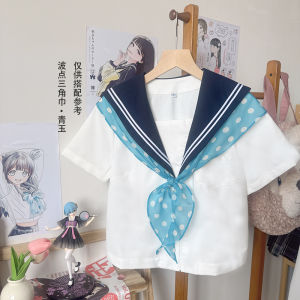 Translucent Handmade Polka Dot Triangle Scarf with Butterfly Knot Tomorrows Classmate Japanese Sailor Suit Necktie One Piece