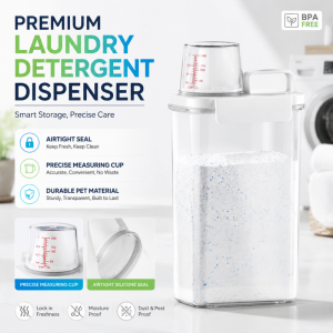 1100/1800/2300Ml Airtight Laundry Detergent Dispenser Powder Storage Box Clear Washing Powder Liquid Container with Lids Jar