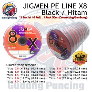 JIGMEN Senar Pancing PE Line X4 Warna Black Hitam Tersedia Berbagai Ukuran Benang Pancing