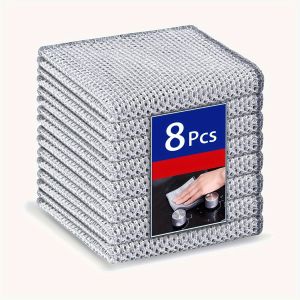 8 Cleaning Cloths - Ultra Durable Mesh Fiber Set Easy to Clean Dry and Wet Perfect for Plates Metal Surfaces Etc