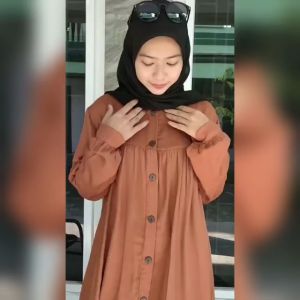 Gamis Nola Crinkle Premium | Dress Pakaian Wanita Polos Crinkle