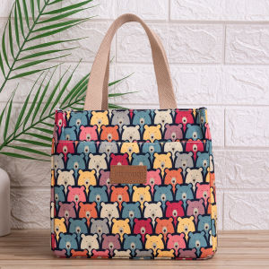 Large Capacity Insulated Japanese Style Lunch Box Bag Canvas Handheld Bento Bag Waterproof Picnic Lunch Bag Eco Friendly